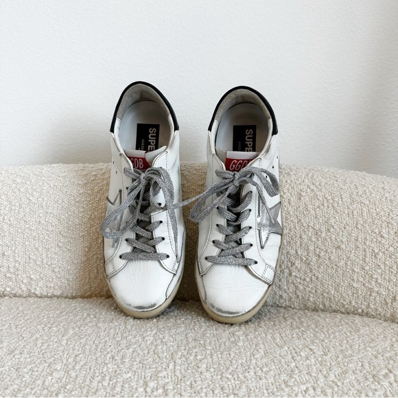 Golden Goose Super-Star Black, White & Silver Sneaker - Picture 6 of 15